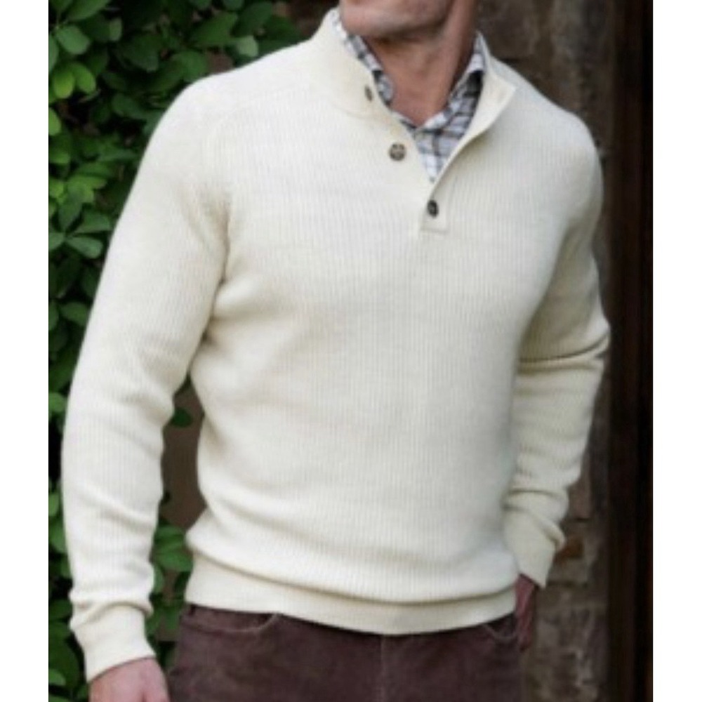 NWT Collars & Co Mens 3XL Beige Knit 1/4 Button‎ Sweater Pullover